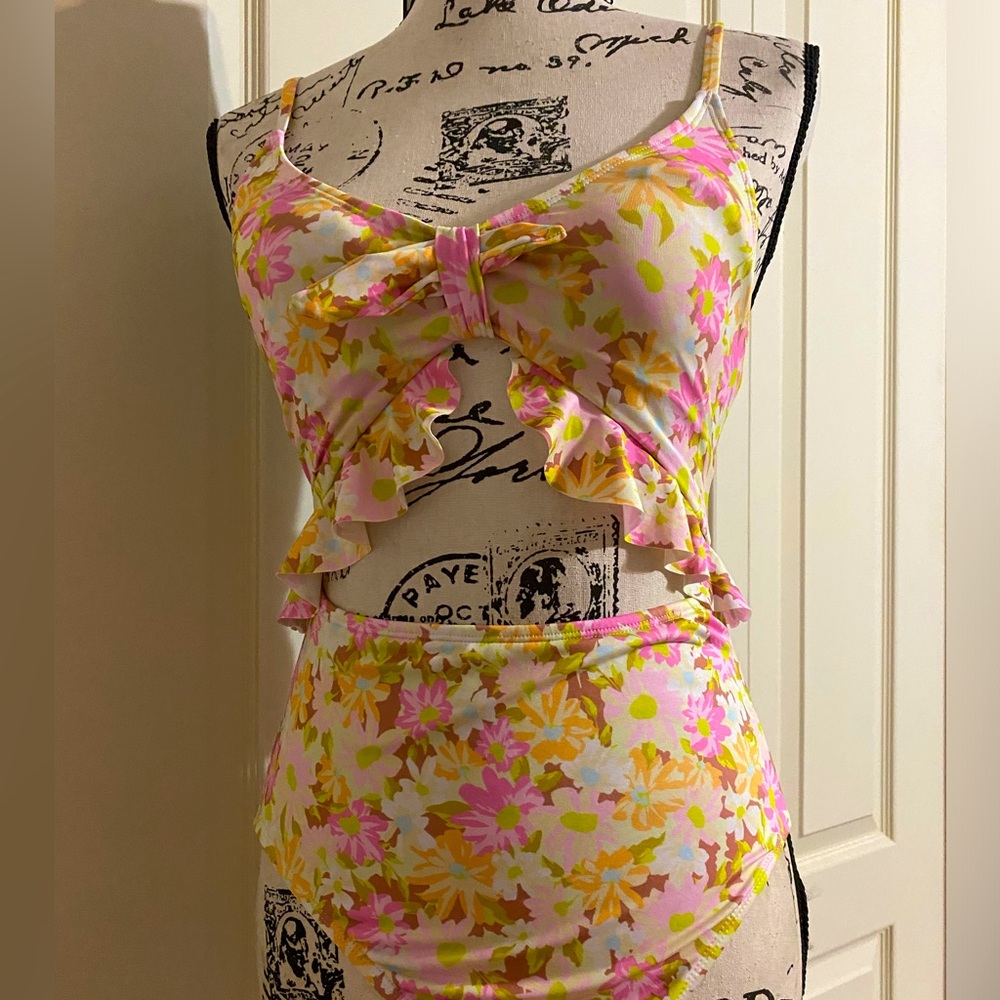 Hurley Floral Cut Out Swimsuit